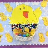 Easter chick display by nursery children