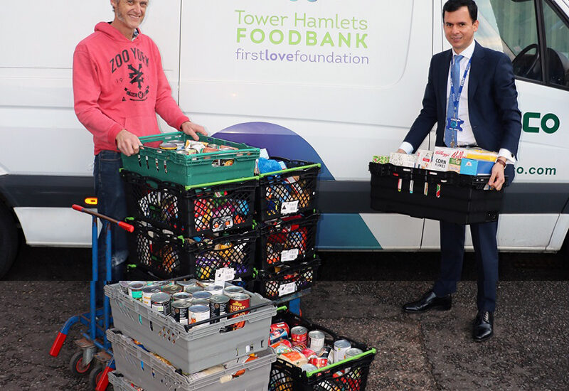 Food donations from students at Tower Hamlets campus New City College for local foodbanks